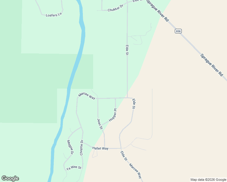 map of restaurants, bars, coffee shops, grocery stores, and more near 15651 Marcee Way in Chiloquin