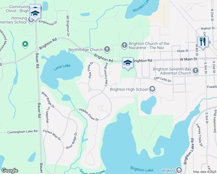 map of restaurants, bars, coffee shops, grocery stores, and more near 7520 Brookdale Court in Brighton