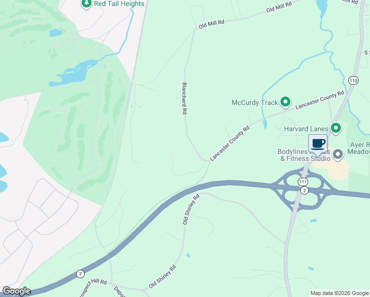 map of restaurants, bars, coffee shops, grocery stores, and more near 9 Blanchard Road in Harvard