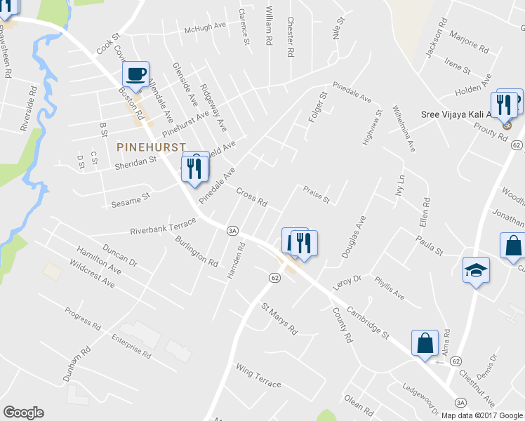 map of restaurants, bars, coffee shops, grocery stores, and more near 12 Nealley Street in Billerica
