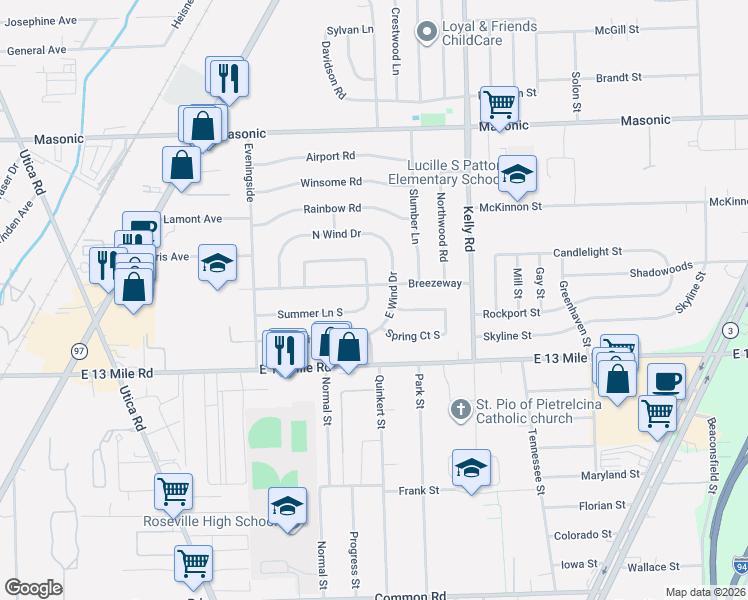 map of restaurants, bars, coffee shops, grocery stores, and more near 31226 Summer Lane East in Fraser