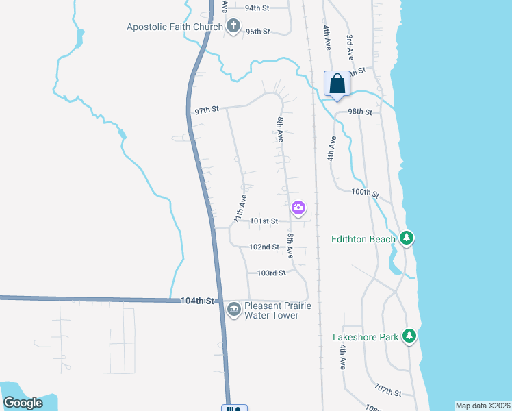 map of restaurants, bars, coffee shops, grocery stores, and more near 10021 11th Avenue in Pleasant Prairie
