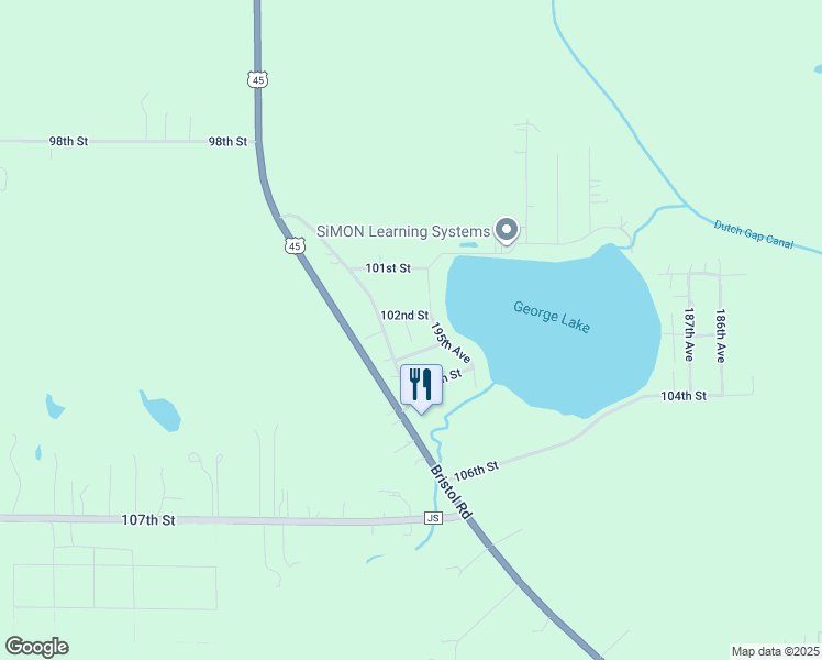 map of restaurants, bars, coffee shops, grocery stores, and more near 19549 102nd Street in Bristol