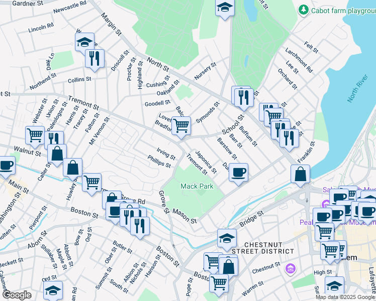 map of restaurants, bars, coffee shops, grocery stores, and more near in Salem
