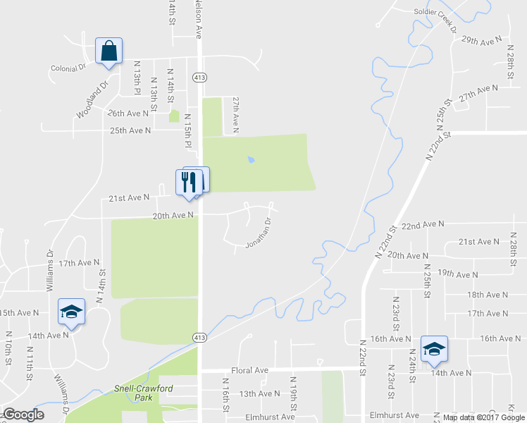 map of restaurants, bars, coffee shops, grocery stores, and more near 1711 20th Avenue North in Fort Dodge