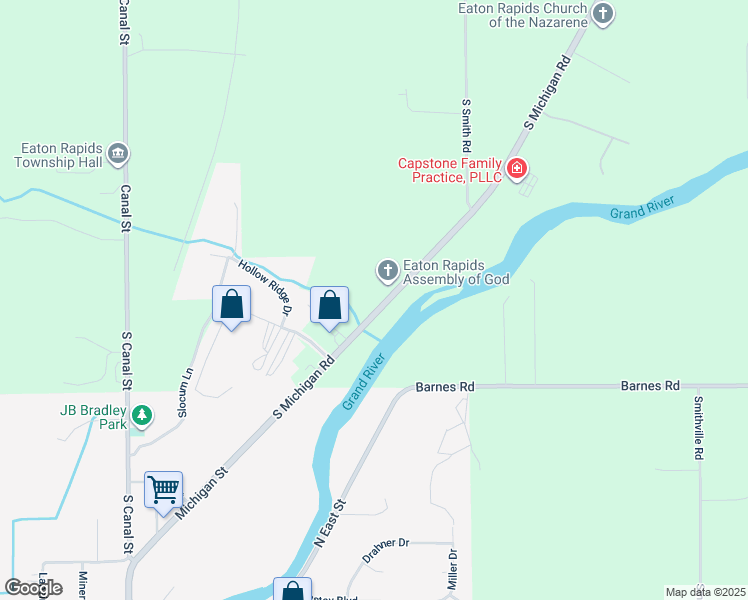 map of restaurants, bars, coffee shops, grocery stores, and more near 2800 South Michigan Road in Eaton Rapids
