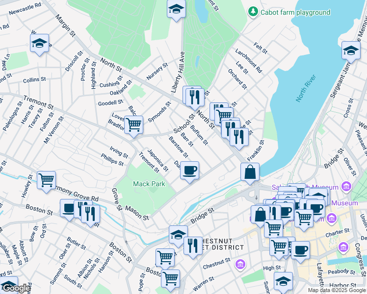 map of restaurants, bars, coffee shops, grocery stores, and more near in Salem