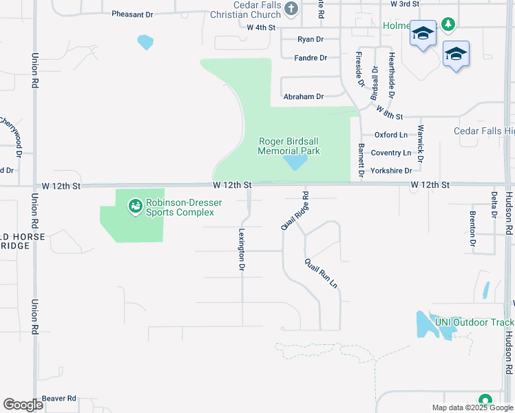 map of restaurants, bars, coffee shops, grocery stores, and more near 2922 Concord Circle in Cedar Falls