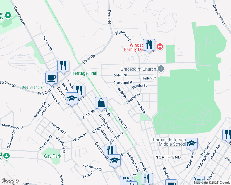 map of restaurants, bars, coffee shops, grocery stores, and more near 2924 Brunswick Street in Dubuque