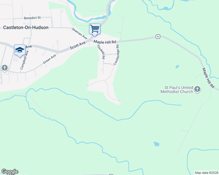 map of restaurants, bars, coffee shops, grocery stores, and more near 910 Ridgeview Circle in Castleton-on-Hudson