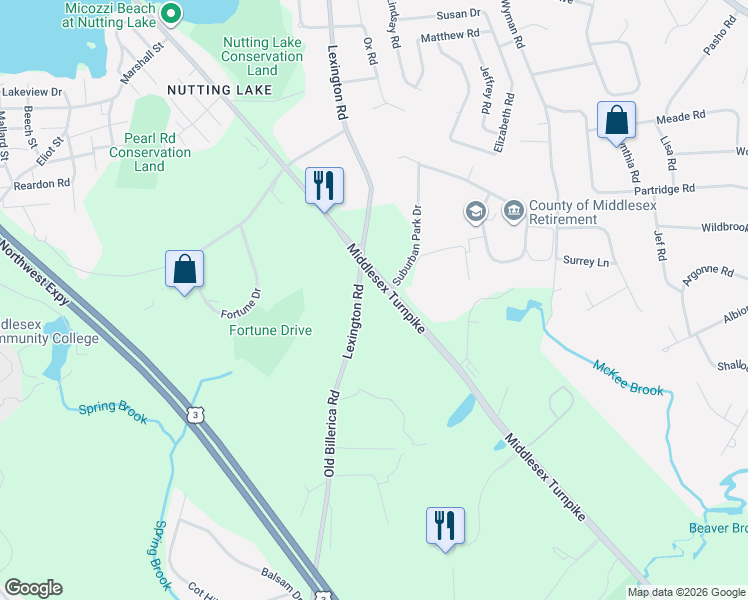 map of restaurants, bars, coffee shops, grocery stores, and more near 164 Lexington Road in Billerica