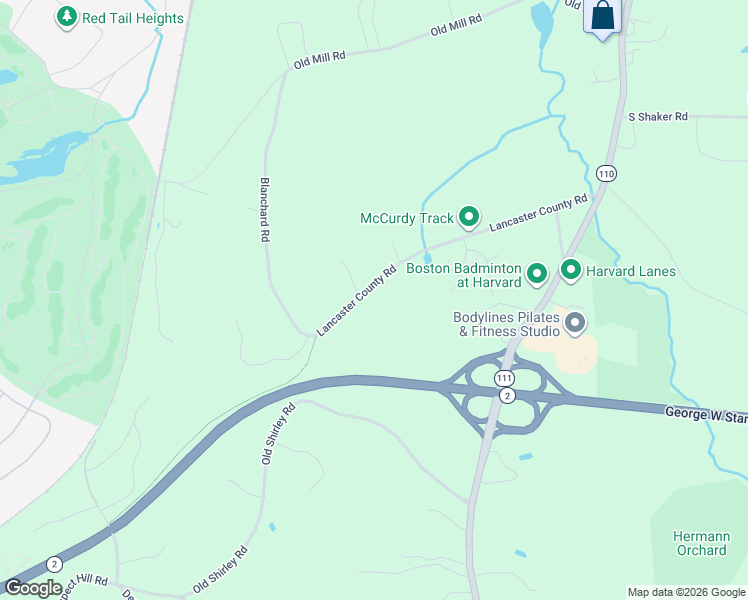 map of restaurants, bars, coffee shops, grocery stores, and more near 61 Lancaster County Rd in Harvard