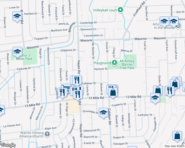 map of restaurants, bars, coffee shops, grocery stores, and more near 31273 Mc Namee in Fraser