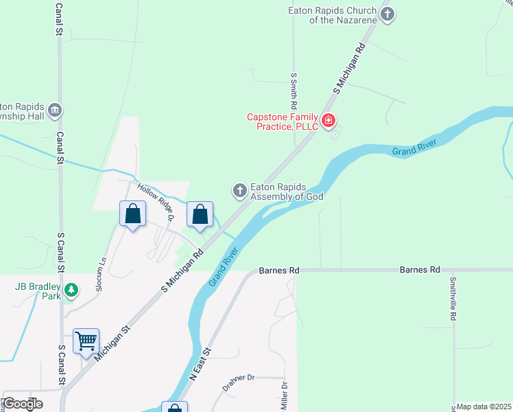 map of restaurants, bars, coffee shops, grocery stores, and more near 2755 South Michigan Road in Eaton Rapids