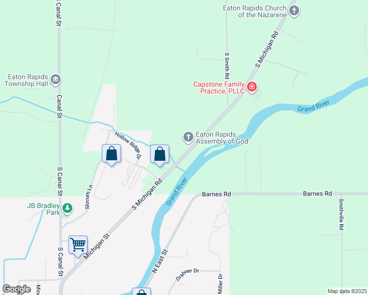 map of restaurants, bars, coffee shops, grocery stores, and more near 2800 South Michigan Road in Eaton Rapids