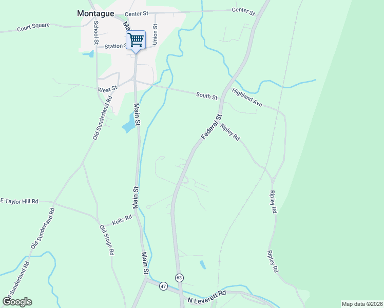 map of restaurants, bars, coffee shops, grocery stores, and more near 477 Federal Street in Montague