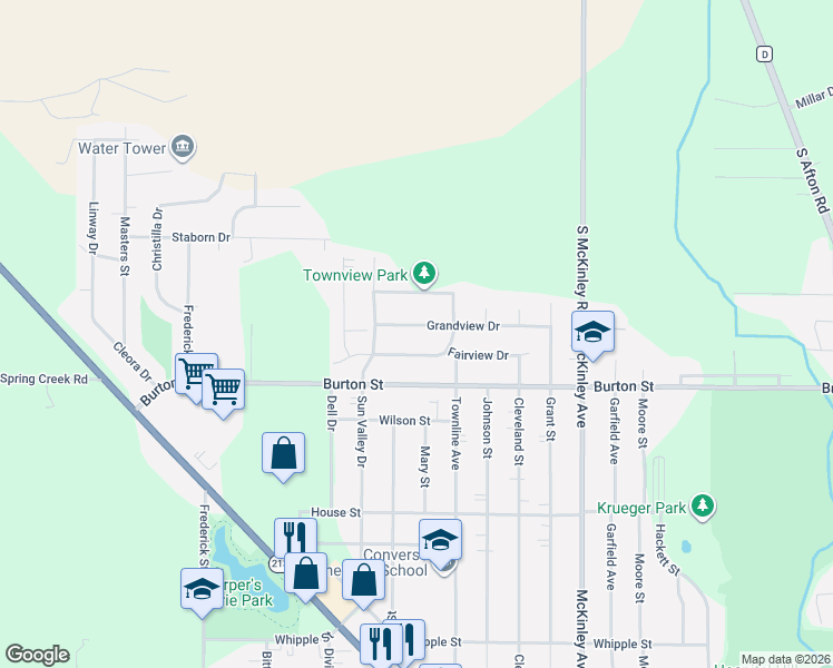map of restaurants, bars, coffee shops, grocery stores, and more near 1931 Fairview Drive in Beloit