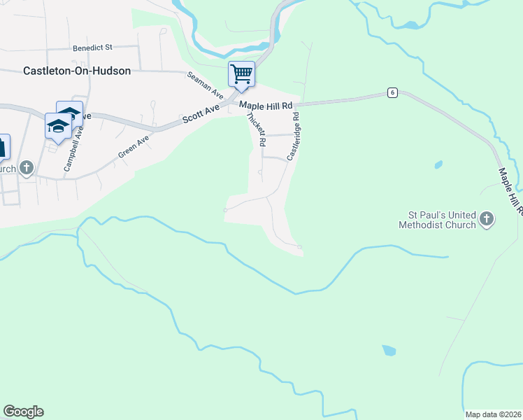 map of restaurants, bars, coffee shops, grocery stores, and more near 905 Ridgeview Circle in Castleton-on-Hudson