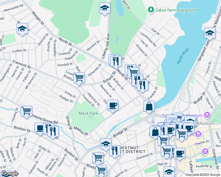 map of restaurants, bars, coffee shops, grocery stores, and more near in Salem