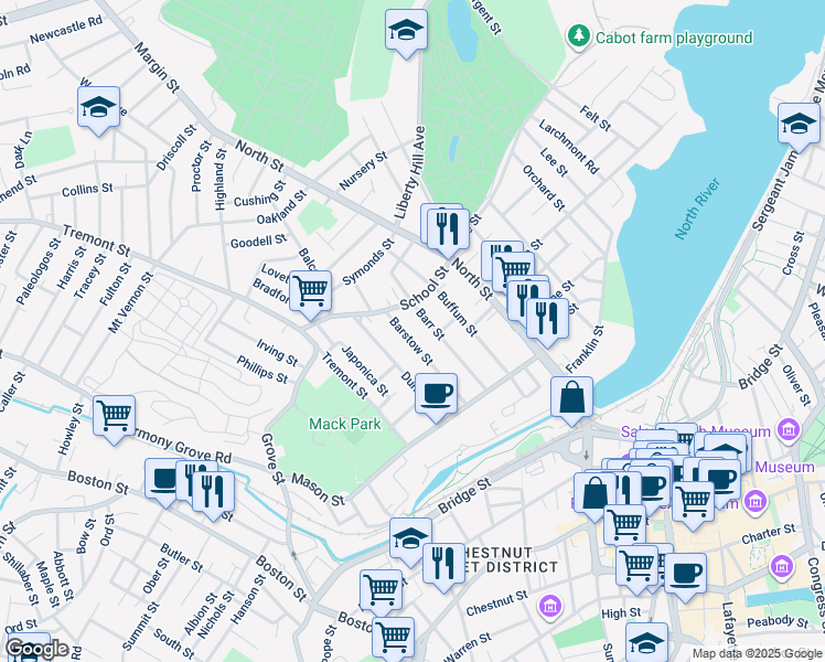 map of restaurants, bars, coffee shops, grocery stores, and more near in Salem