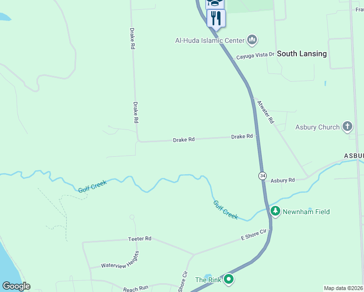 map of restaurants, bars, coffee shops, grocery stores, and more near 75 Drake Rd in Lansing