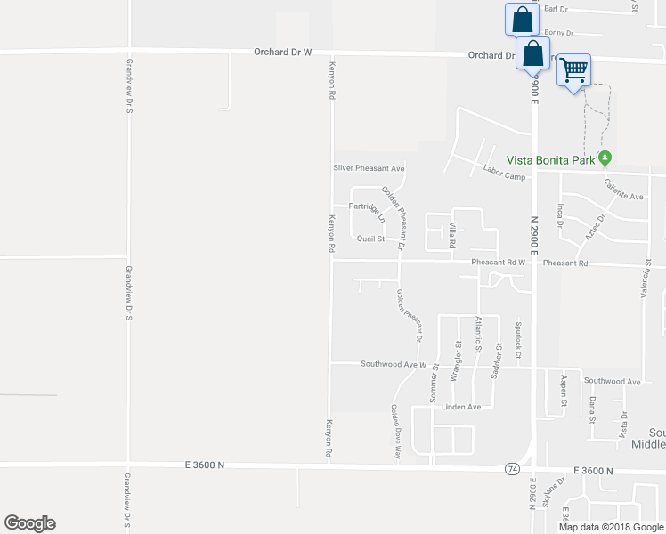 map of restaurants, bars, coffee shops, grocery stores, and more near 1229 Kenyon Road in Twin Falls