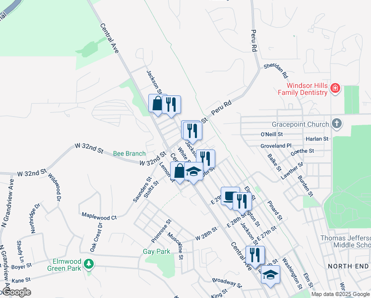 map of restaurants, bars, coffee shops, grocery stores, and more near 3190 Jackson Street in Dubuque