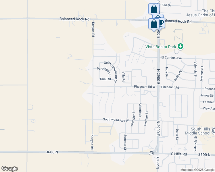 map of restaurants, bars, coffee shops, grocery stores, and more near 1268 Quail Street in Twin Falls