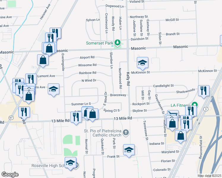 map of restaurants, bars, coffee shops, grocery stores, and more near 31417 Slumber Lane in Fraser