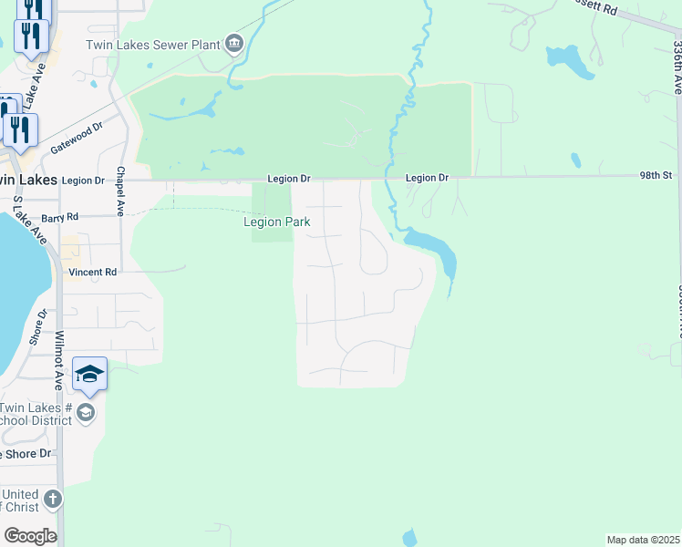 map of restaurants, bars, coffee shops, grocery stores, and more near 604 Torrey Pines Drive in Twin Lakes