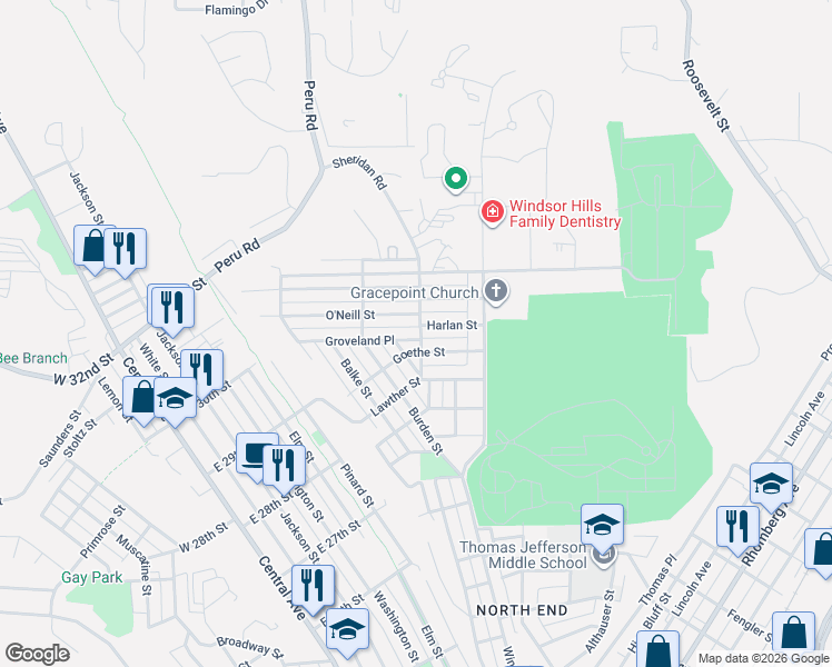 map of restaurants, bars, coffee shops, grocery stores, and more near 745 Groveland Place in Dubuque