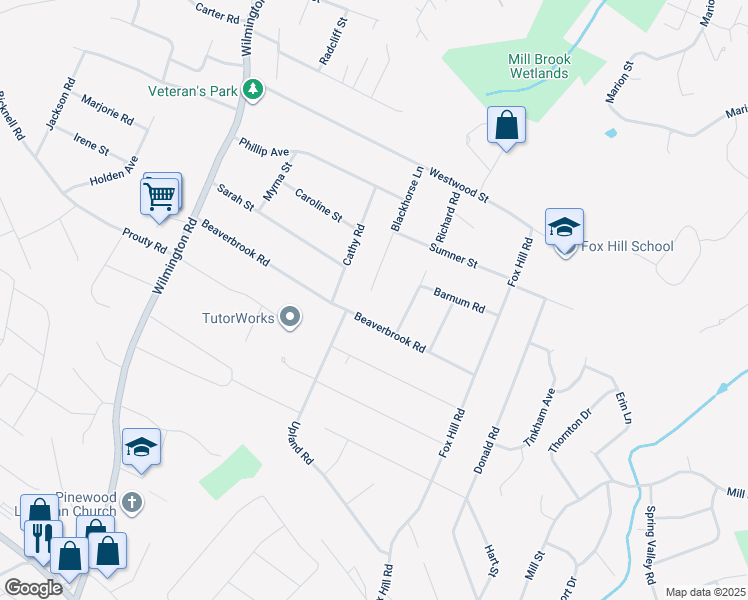 map of restaurants, bars, coffee shops, grocery stores, and more near 27 Blackhorse Lane in Burlington