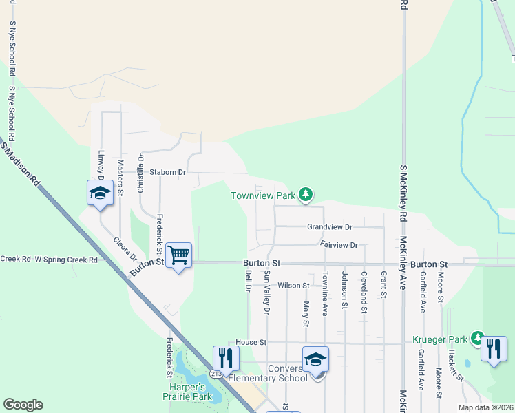 map of restaurants, bars, coffee shops, grocery stores, and more near 2027 Meridith Drive in Beloit