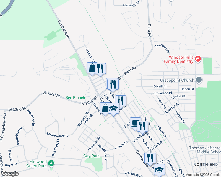 map of restaurants, bars, coffee shops, grocery stores, and more near 3190 Jackson Street in Dubuque