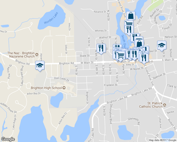 map of restaurants, bars, coffee shops, grocery stores, and more near 905 Madison Street in Brighton