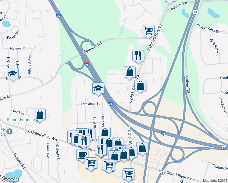 map of restaurants, bars, coffee shops, grocery stores, and more near 9912 Glasgow Drive in Brighton