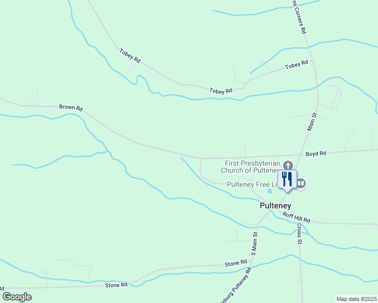 map of restaurants, bars, coffee shops, grocery stores, and more near 8827 Brown Road in Prattsburgh