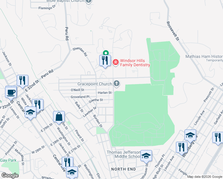 map of restaurants, bars, coffee shops, grocery stores, and more near 2995 Windsor Avenue in Dubuque