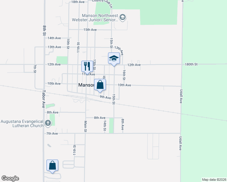 map of restaurants, bars, coffee shops, grocery stores, and more near in Manson