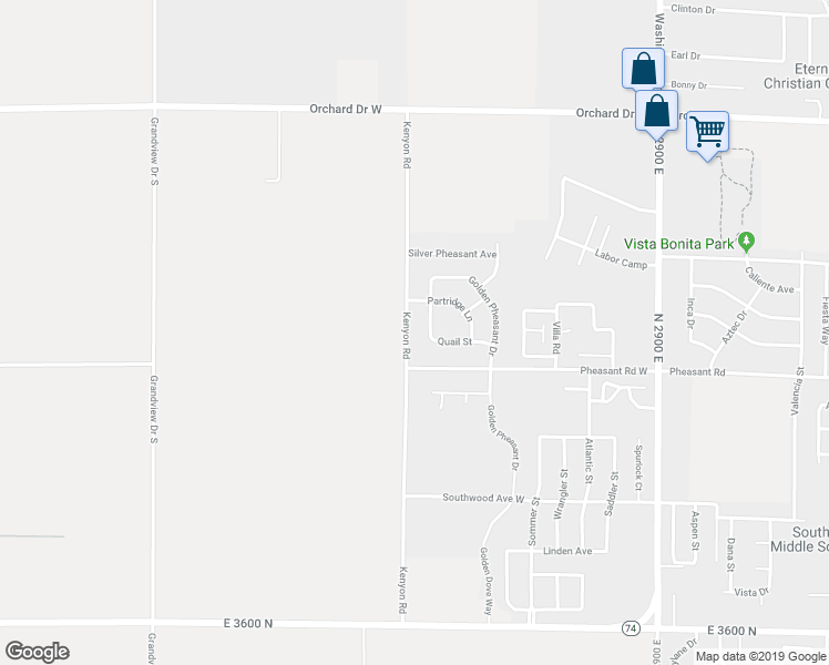 map of restaurants, bars, coffee shops, grocery stores, and more near 1225 Kenyon Road in Twin Falls