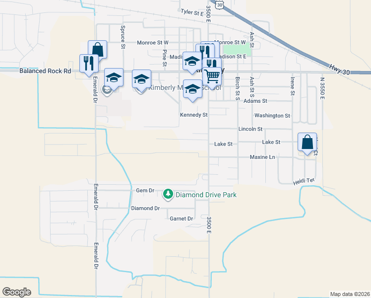 map of restaurants, bars, coffee shops, grocery stores, and more near 113 Brentwood Drive in Kimberly