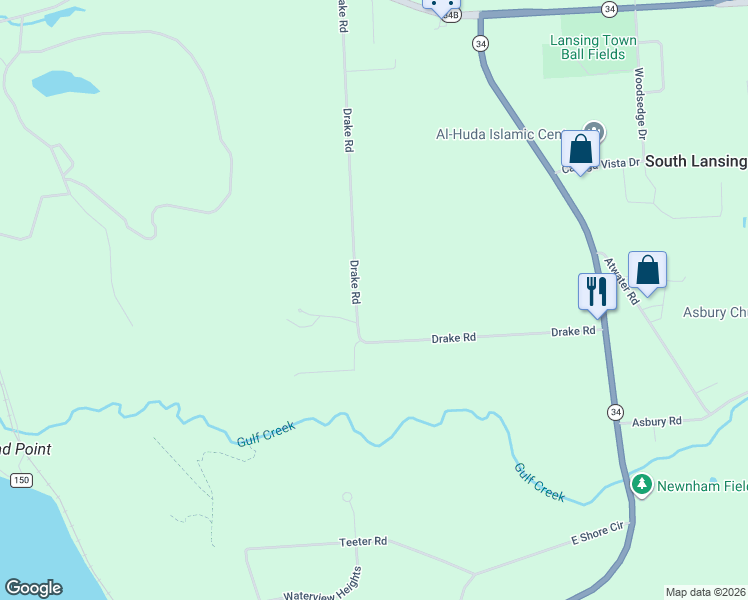 map of restaurants, bars, coffee shops, grocery stores, and more near 137 Drake Road in Lansing