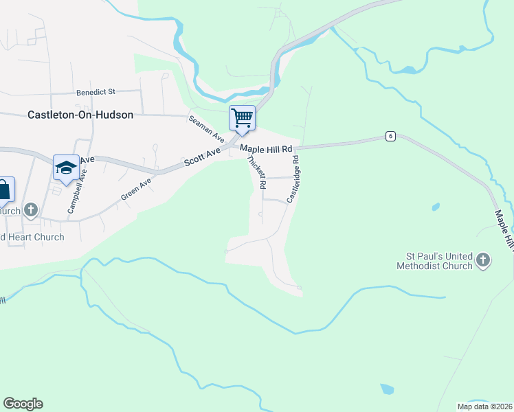 map of restaurants, bars, coffee shops, grocery stores, and more near 1433 Thickett Road in Castleton-on-Hudson