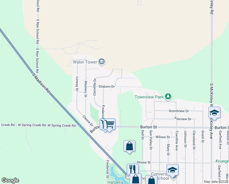 map of restaurants, bars, coffee shops, grocery stores, and more near 2043 Ada Street in Beloit