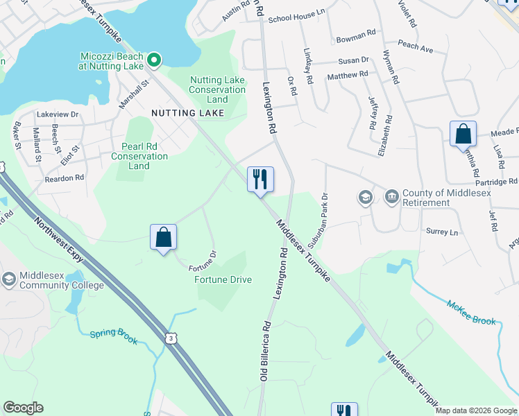 map of restaurants, bars, coffee shops, grocery stores, and more near 799 Middlesex Turnpike in Billerica