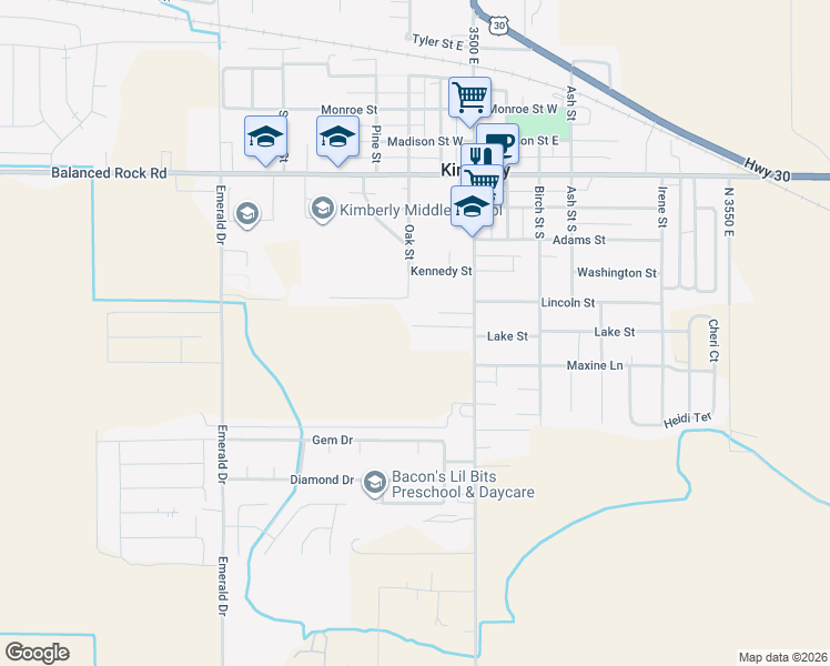 map of restaurants, bars, coffee shops, grocery stores, and more near 113 Brentwood Drive in Kimberly