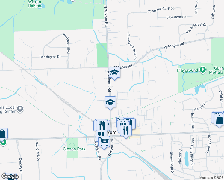 map of restaurants, bars, coffee shops, grocery stores, and more near 499 North Wixom Road in Wixom
