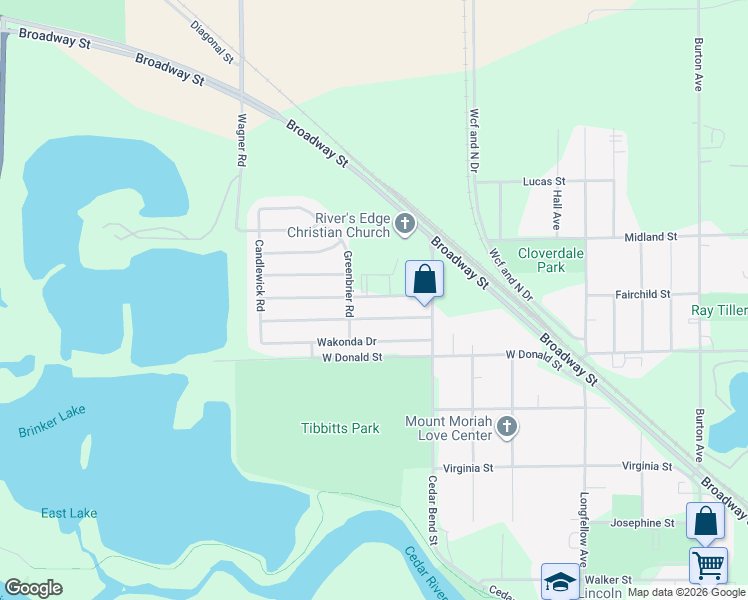 map of restaurants, bars, coffee shops, grocery stores, and more near 1554 Oakwood Drive in Waterloo