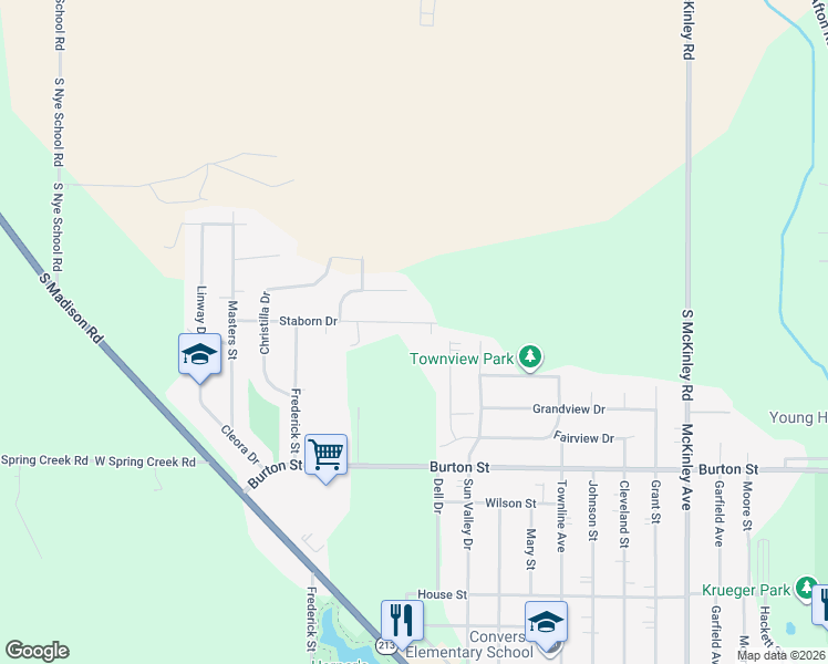 map of restaurants, bars, coffee shops, grocery stores, and more near 2150 Staborn Drive in Beloit