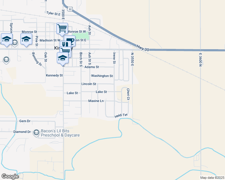map of restaurants, bars, coffee shops, grocery stores, and more near 540 Irene Street in Kimberly
